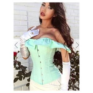 Corset Story Victorian off the shoulder corset mint NEW Fits 26-27” waist
